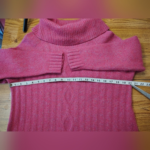 Talbots Women's Merino Wool Cowl Neck Sweater Pink Cable Knit Size 2XP. - Picture 7 of 16